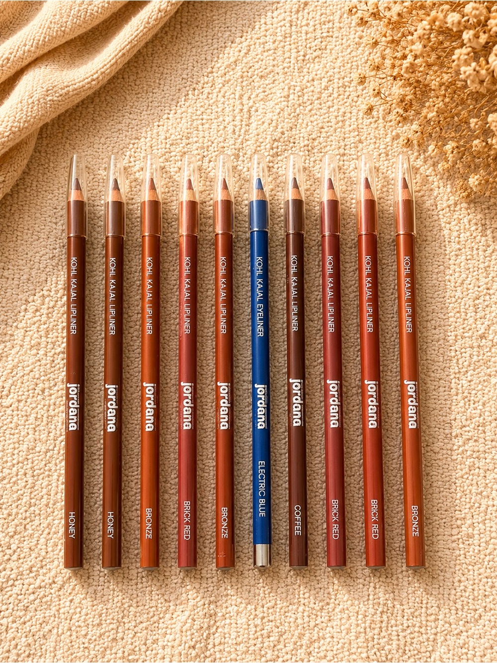 Jordana Kohl Kajal Eyeliner Pencil Set — Warm Browns + Electric Blue